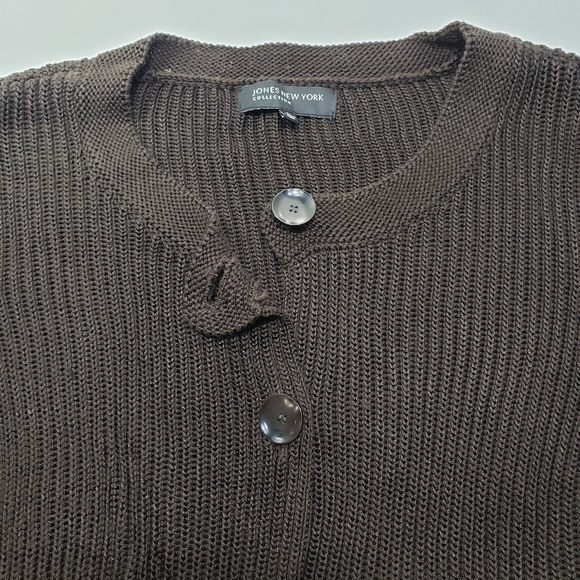 Jones NY Dark Brown Bell Sleeve Cardigan - Picture 4 of 5